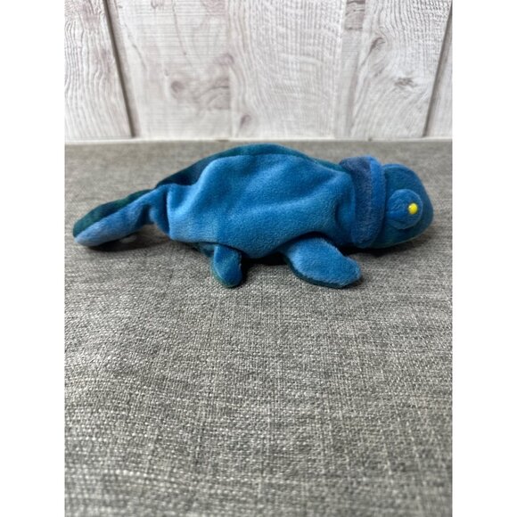 Ty Beanie Baby Rainbow Dark Blue Chameleon Plush Toy 1997 Collectible - Picture 3 of 8